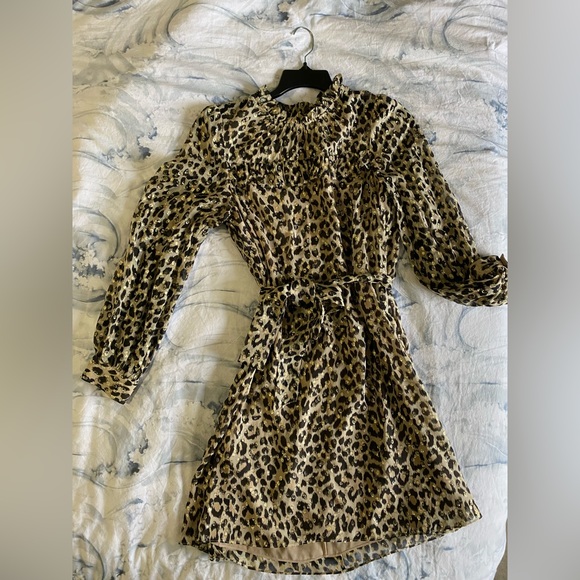 Kate Spade Leopard Cheetah Animal Printed Silk Dress Clip Dot Pattern, EUC - Picture 3 of 4